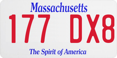 MA license plate 177DX8