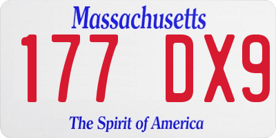 MA license plate 177DX9