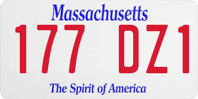 MA license plate 177DZ1