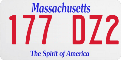MA license plate 177DZ2