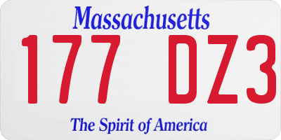 MA license plate 177DZ3