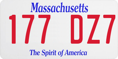 MA license plate 177DZ7
