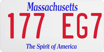 MA license plate 177EG7