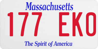 MA license plate 177EK0