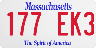 MA license plate 177EK3