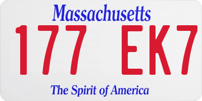 MA license plate 177EK7