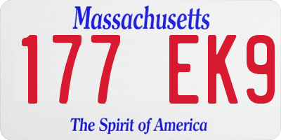 MA license plate 177EK9