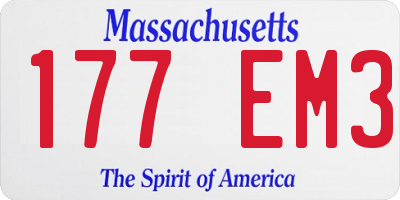 MA license plate 177EM3