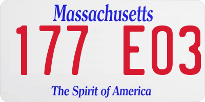 MA license plate 177EO3