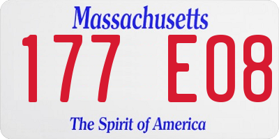 MA license plate 177EO8