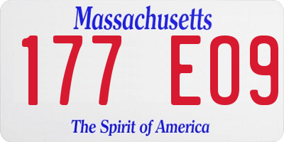 MA license plate 177EO9