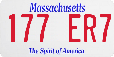 MA license plate 177ER7