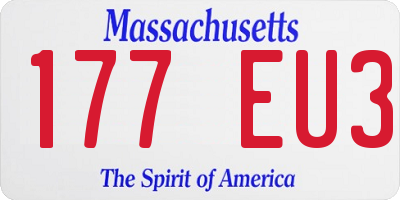 MA license plate 177EU3