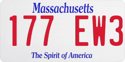 MA license plate 177EW3