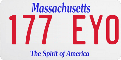 MA license plate 177EY0