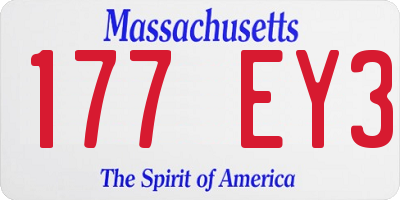 MA license plate 177EY3