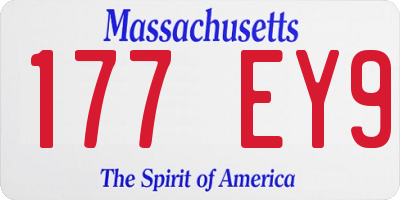 MA license plate 177EY9