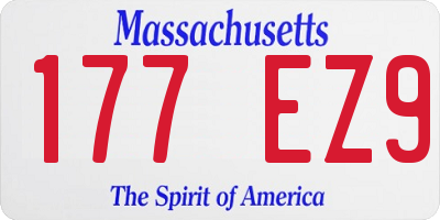 MA license plate 177EZ9