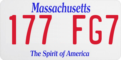MA license plate 177FG7