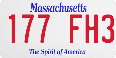 MA license plate 177FH3