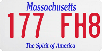 MA license plate 177FH8