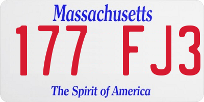 MA license plate 177FJ3