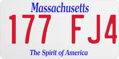 MA license plate 177FJ4