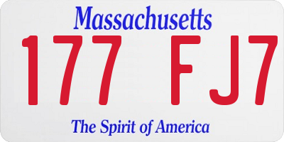 MA license plate 177FJ7