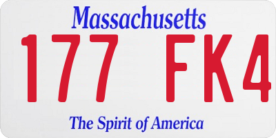 MA license plate 177FK4