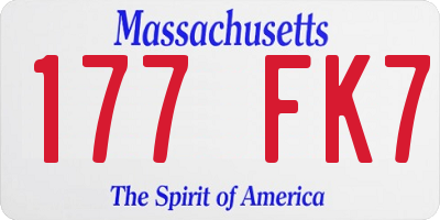 MA license plate 177FK7