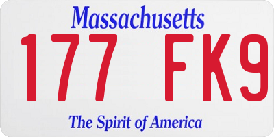 MA license plate 177FK9