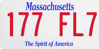 MA license plate 177FL7