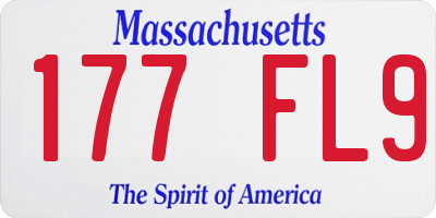 MA license plate 177FL9