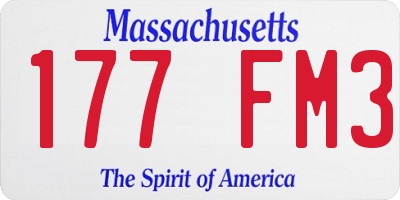 MA license plate 177FM3