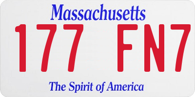 MA license plate 177FN7