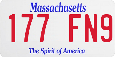 MA license plate 177FN9