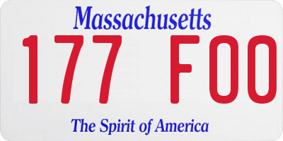 MA license plate 177FO0