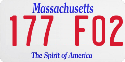 MA license plate 177FO2