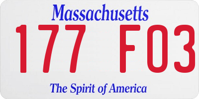 MA license plate 177FO3