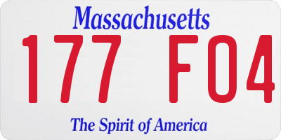 MA license plate 177FO4