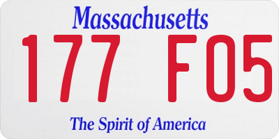 MA license plate 177FO5