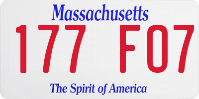 MA license plate 177FO7