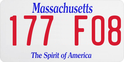 MA license plate 177FO8