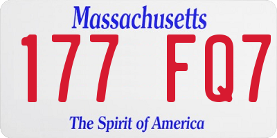 MA license plate 177FQ7