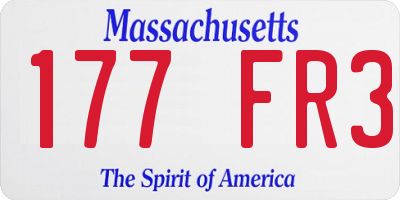 MA license plate 177FR3