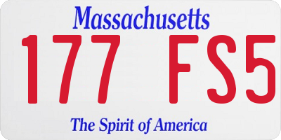 MA license plate 177FS5