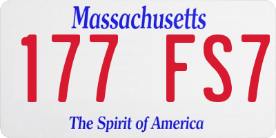 MA license plate 177FS7