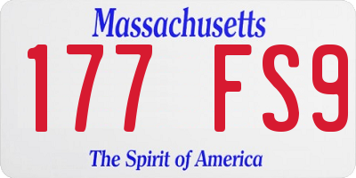 MA license plate 177FS9