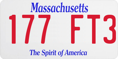 MA license plate 177FT3