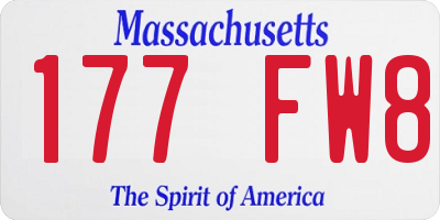 MA license plate 177FW8
